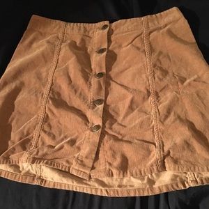 Orange suede button up skirt